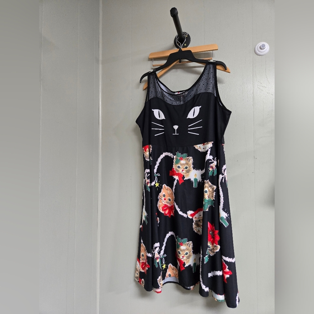 Nextmia Black Cat Face Dress with Colorful Cat Print NWT